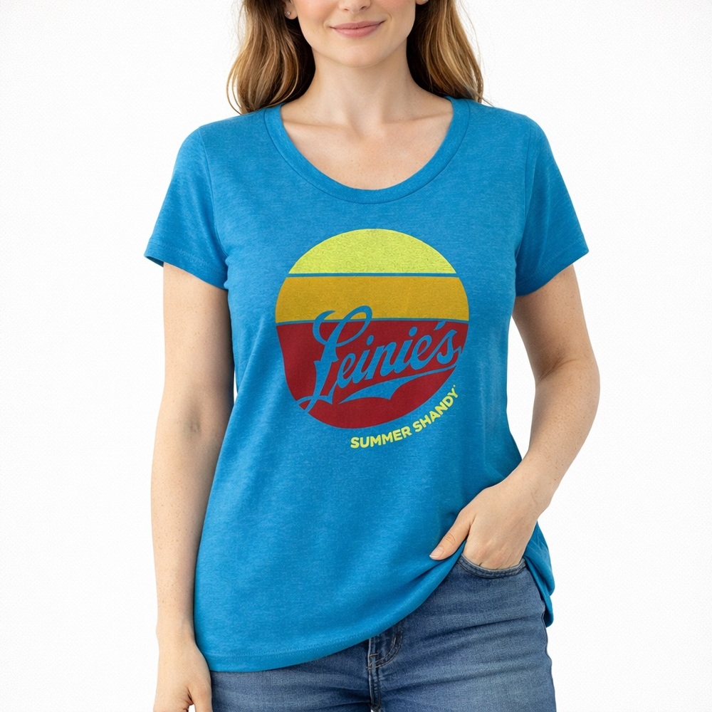 Summer Shandy Beer District Blue Graphic Tee with Retro Design